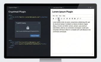Plugins Cryptmail et Lorem Ipsum pour TinyMCE