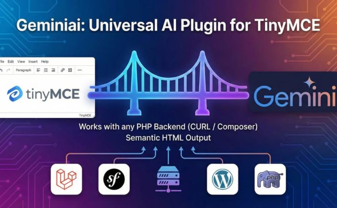 Illustration de l'article : Geminiai : Plugin universel Google Gemini pour TinyMCE (PHP, Node, Python)